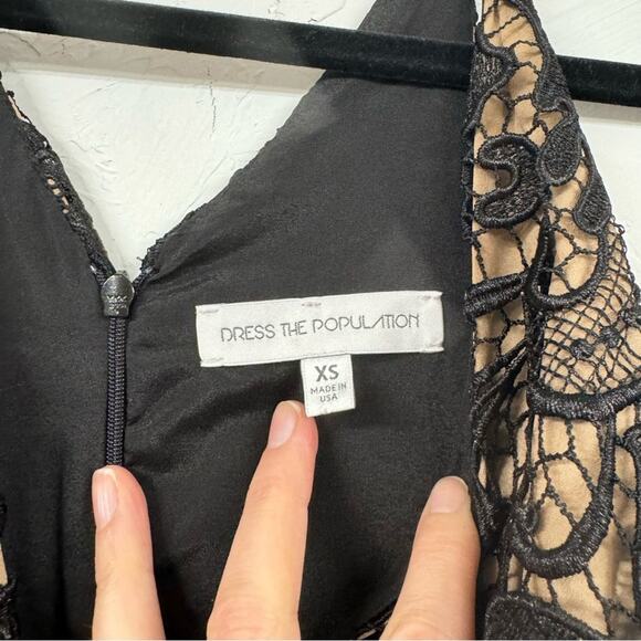 Dress The Population Black Lace Sleeveless Mini Cocktail Dress Womens XS Formal - Picture 4 of 14